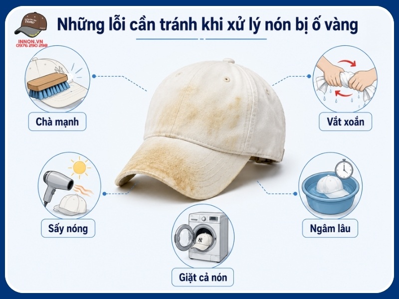 Những lỗi cần tránh khi xử lý nón bị ố vàng