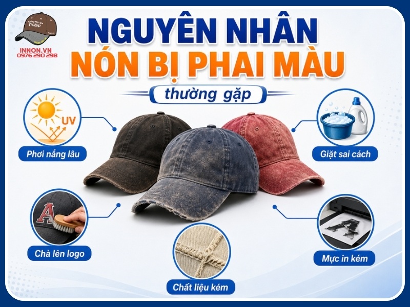 Nguyên nhân khiến nón bị phai màu thường gặp