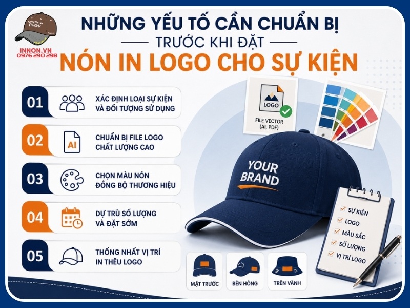 Những yếu tố cần chuẩn bị trước khi đặt nón in logo cho sự kiện