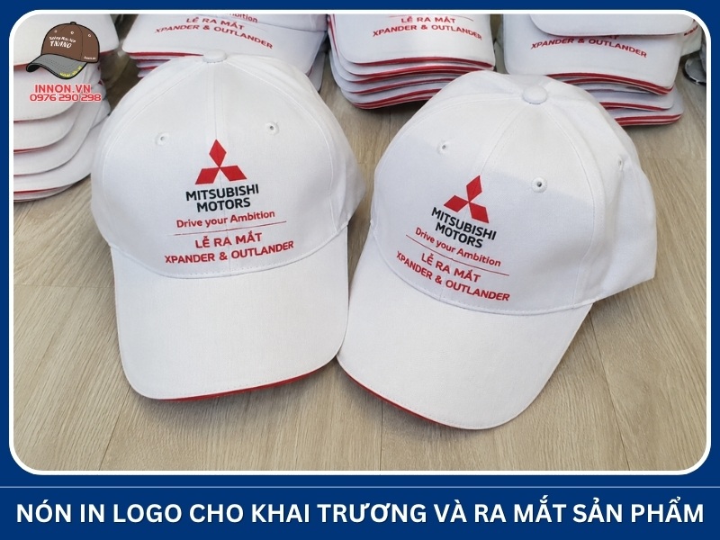 Nón in logo cho khai trương và ra mắt sản phẩm