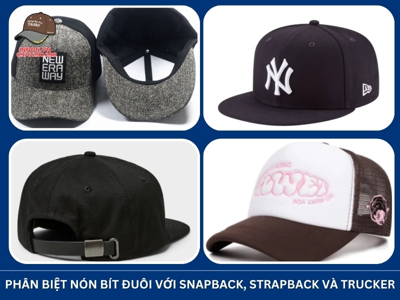 Phân biệt nón bít đuôi với snapback, strapback và trucker