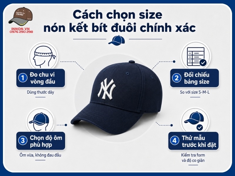 Cách chọn size nón kết bít đuôi chính xác
