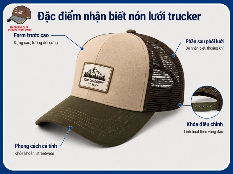 Nón lưới trucker là gì? TÌM HIỂU cấu tạo và cách chọn 18 Đặc điểm nhận biết nón lưới trucker