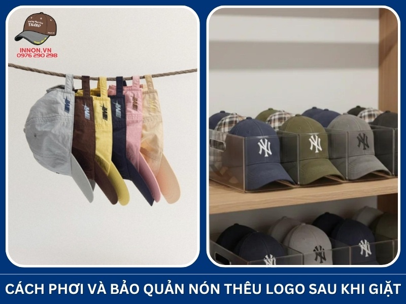 Cách phơi và bảo quản nón thêu logo sau khi giặt