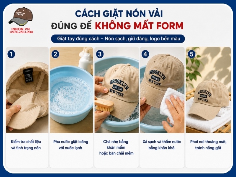 Cách giặt nón vải đúng để không mất form