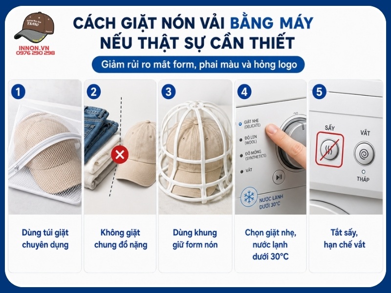 Cách giặt nón vải bằng máy nếu thật sự cần thiết