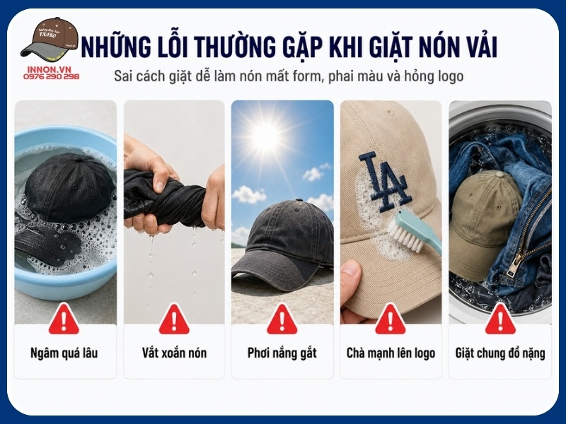 Những lỗi thường gặp khi giặt nón vải