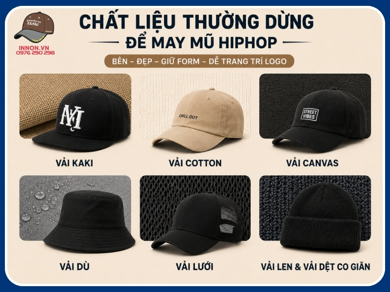 Chất liệu thường dùng để may mũ hiphop