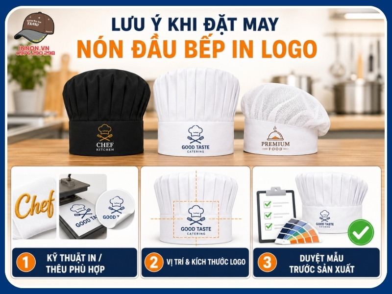 Lưu ý khi đặt may nón đầu bếp in logo