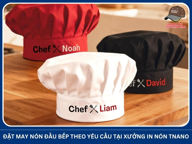 Đặt may nón đầu bếp theo yêu cầu tại Xưởng In Nón TNANO