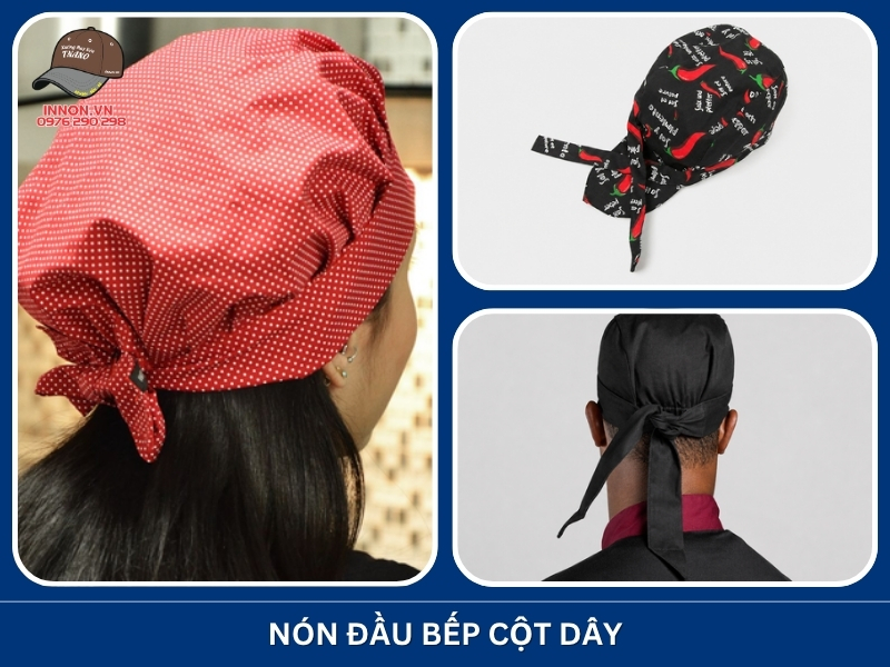 Nón đầu bếp cột dây