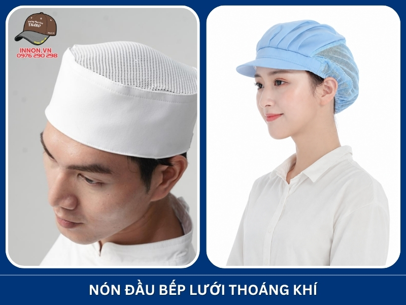 Nón đầu bếp lưới thoáng khí