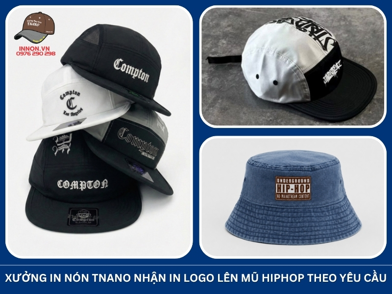 Xưởng In Nón TNANO nhận in logo lên mũ hiphop theo yêu cầu
