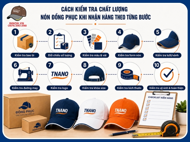 Cách kiểm tra chất lượng nón đồng phục khi nhận hàng ĐÚNG CHUẨN 12 Cách kiểm tra chất lượng nón đồng phục khi nhận hàng theo từng bước